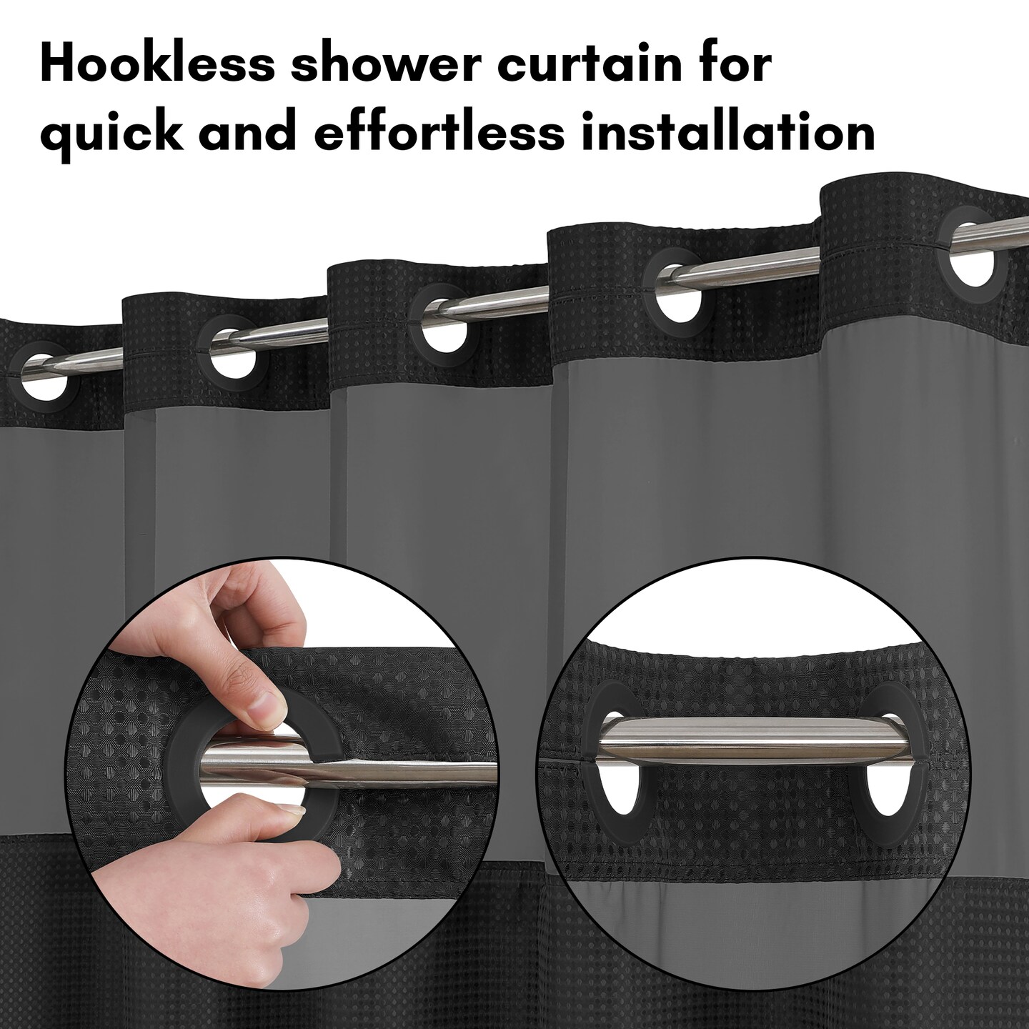 Americanflat 72x75 Hookless Waffle Pattern Shower Curtain - Water-Resistant Long Shower Curtain with Sheer Panel, Snap-In Liner, and Grommets