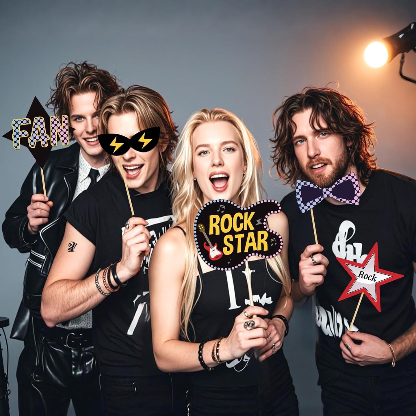 24 PCS Rock and Roll Photo Booth Props