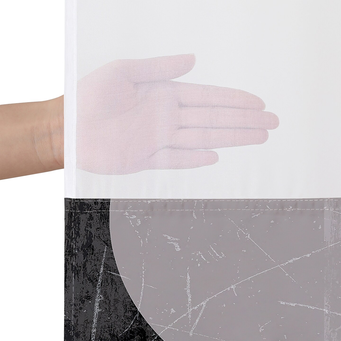 Americanflat 72x75 Hookless Shower Curtain - Abstract Shower Black Grey Curtain with Sheer Panel, Snap-In Liner, and Grommets