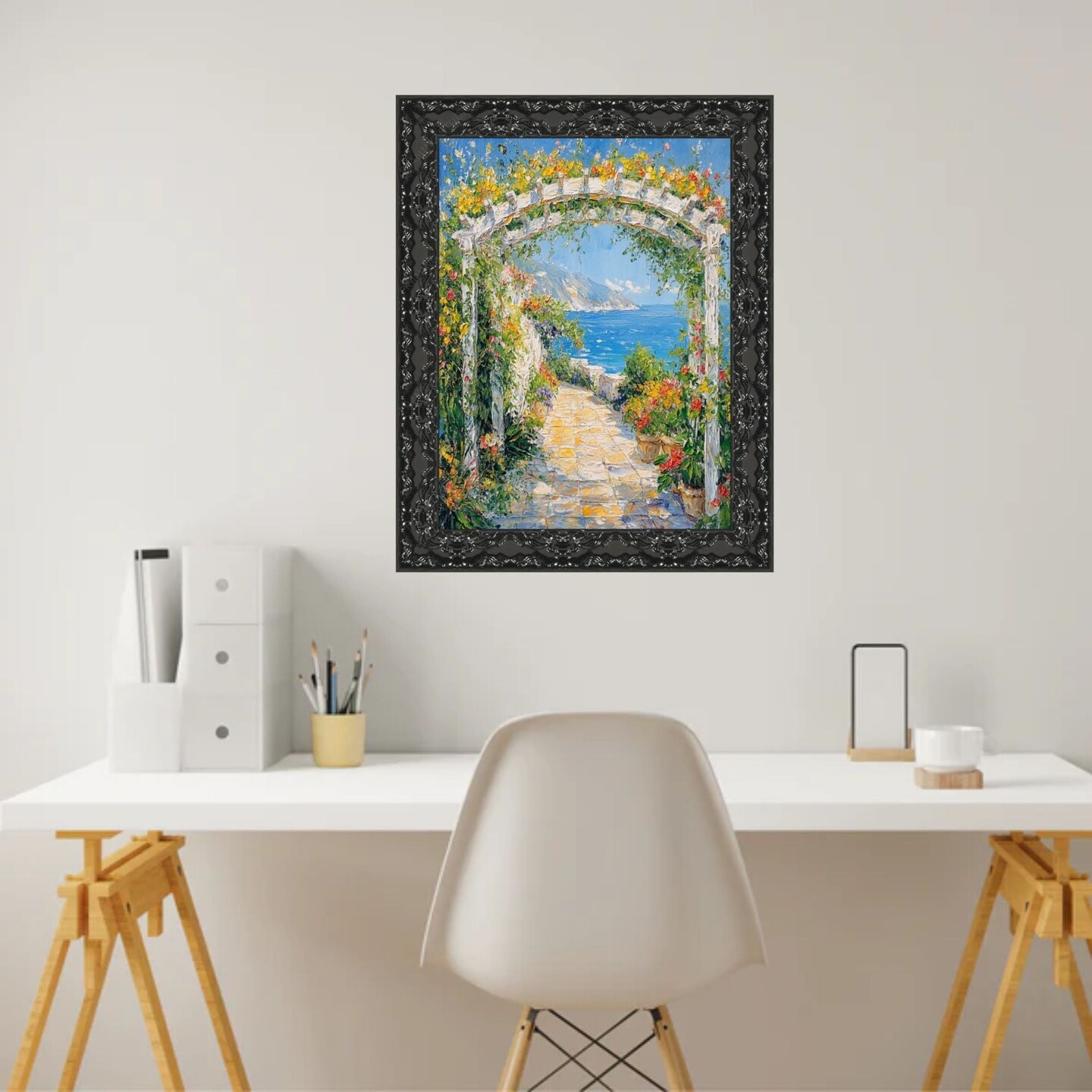 Piano Black Glossy Ornate Picture Frame 20x28 frame