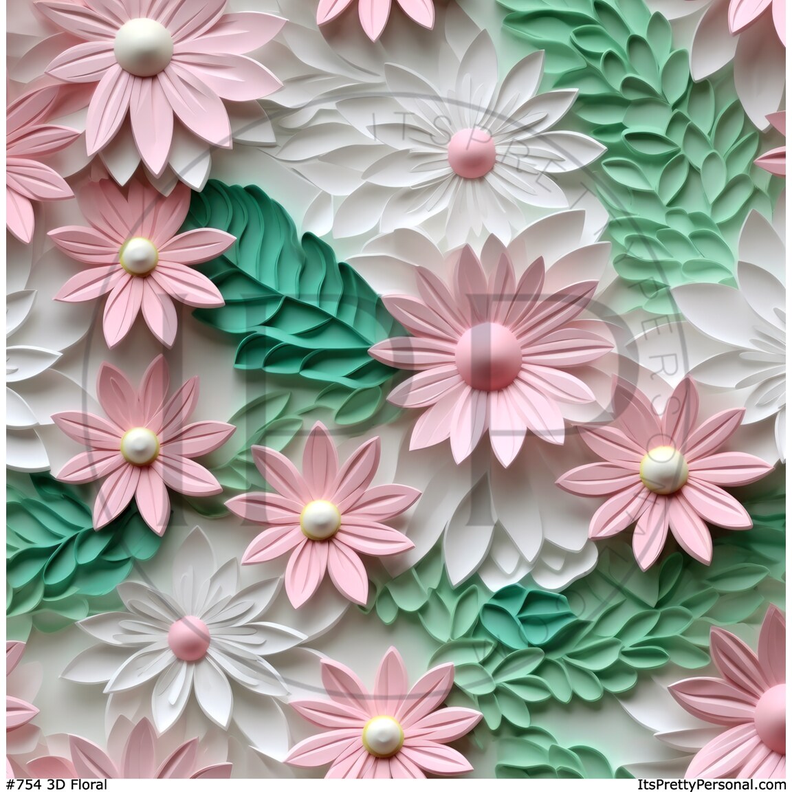 #754 3D Flowers 12x12 Pattern Vinyl