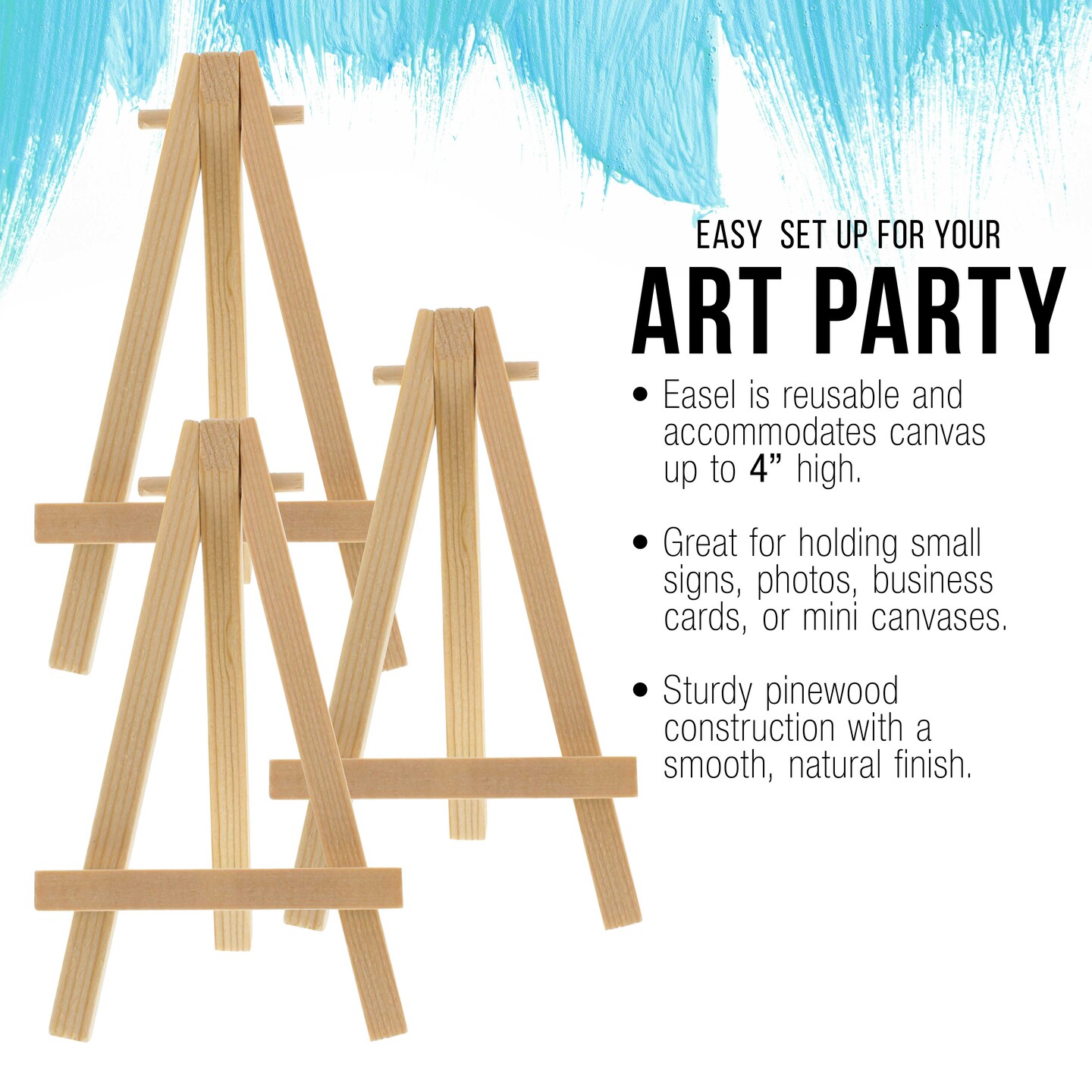 5&#x22; Mini Natural Wood Display Easel (12 Pack), A-Frame Artist Painting Party Tripod Easel - Tabletop Holder Stand for Kids Crafts Small Canvases Cards
