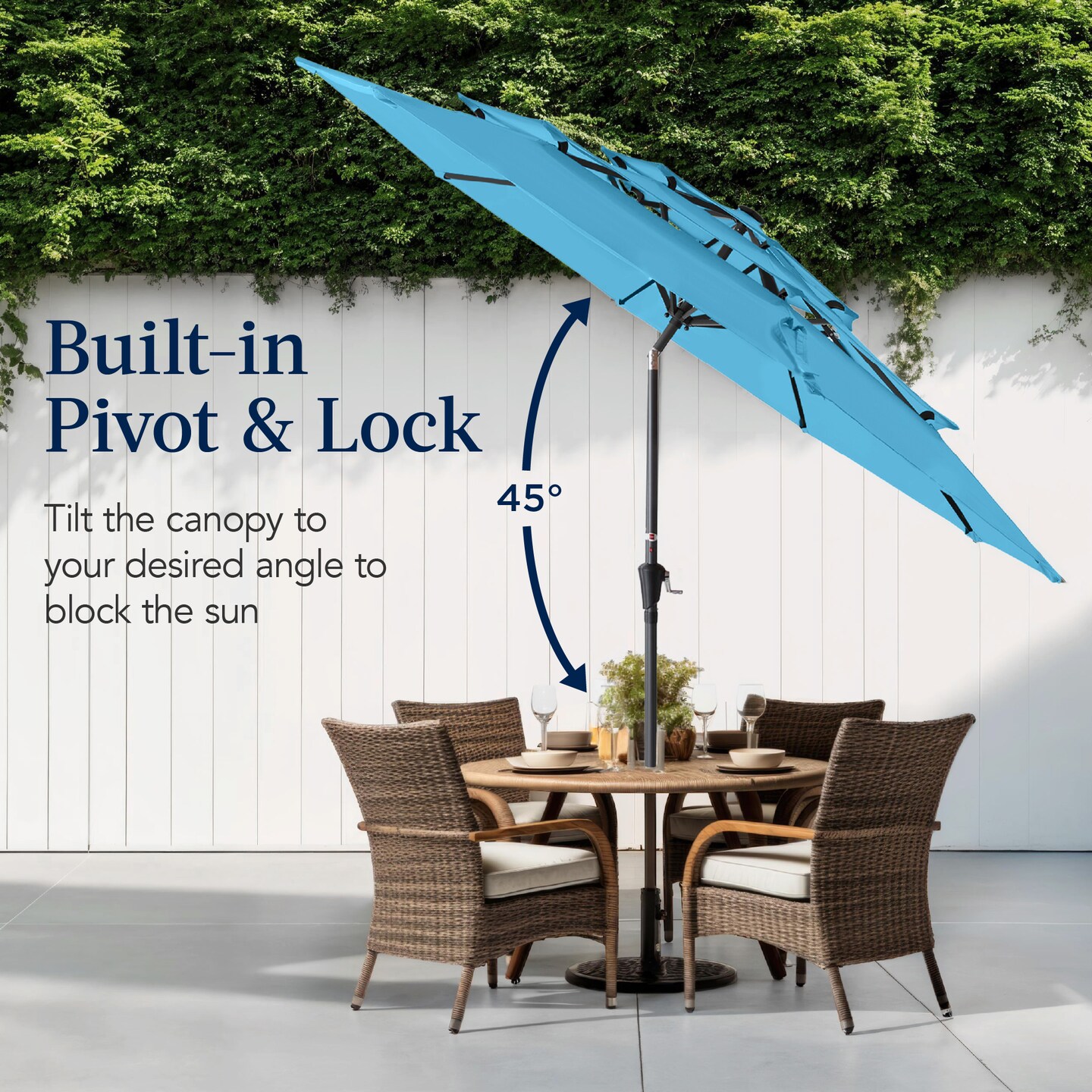 Best Choice Products 10ft 3-Tier Patio Umbrella, Market Sun Shade w/ Tilt Adjustment, Easy Crank