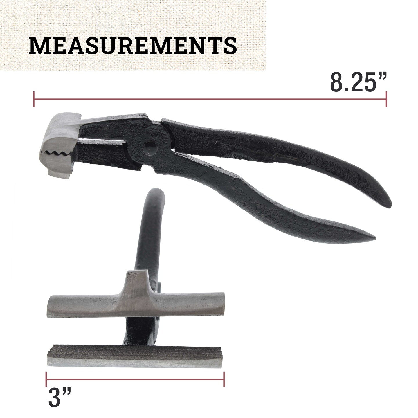 Iron Canvas Pliers, Dual Design with Hammer &#x26; Jaw Gripper