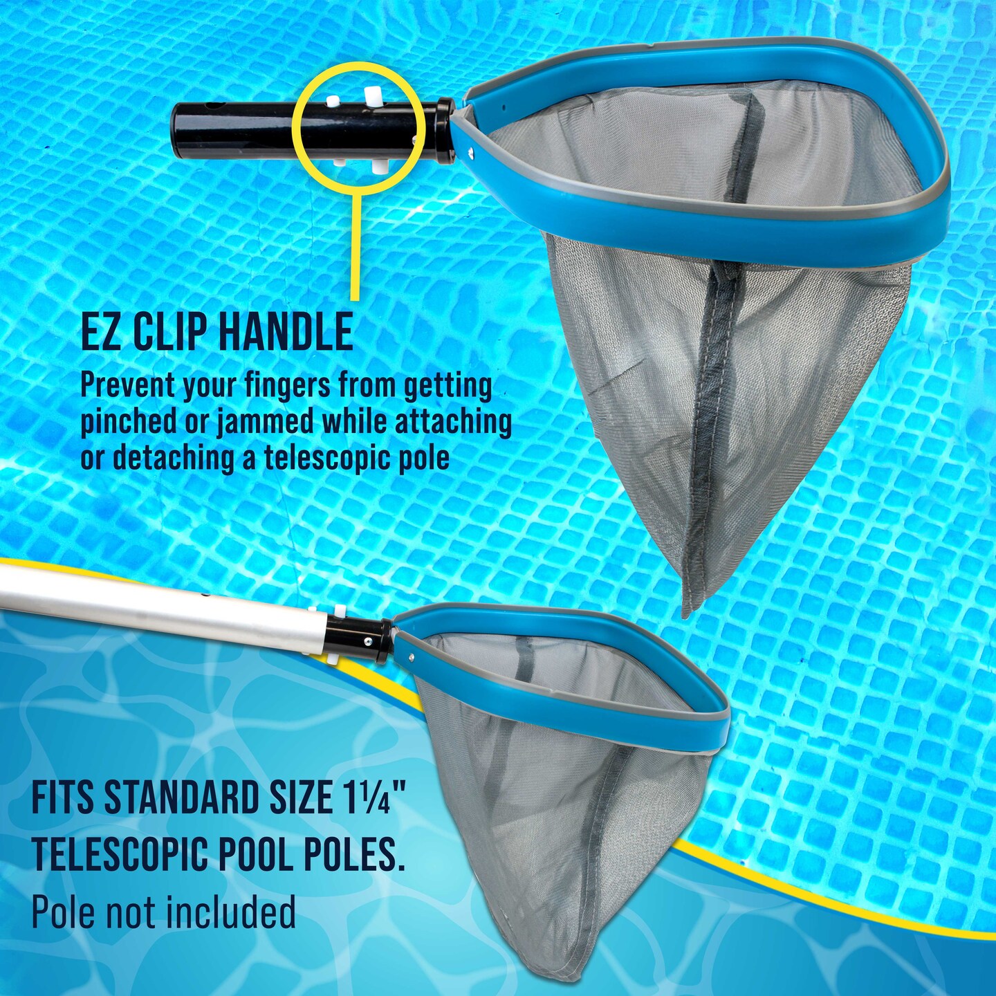 U.S. Pool Supply 11&#x22; Swimming Pool, Spa Leaf Skimmer Rake Net - 11&#x22; Deep Ultra Fine Mesh Netting Bag Basket, Strong Aluminum Frame, Inclined Lip