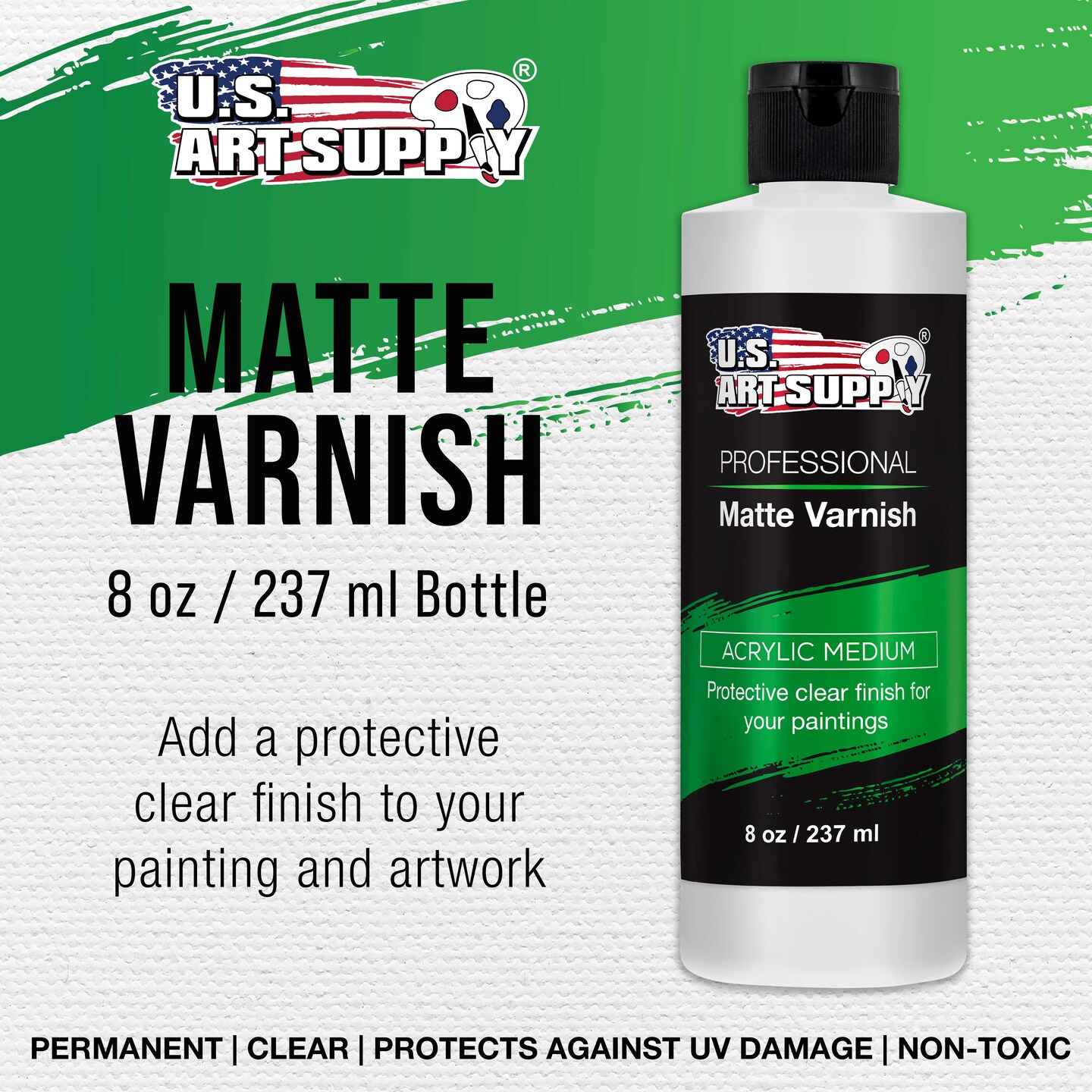 8 oz Matte Acrylic Varnish for Acrylic Painting, Permanent Clear Protection, Reduces UV &#x26; Photography Glare