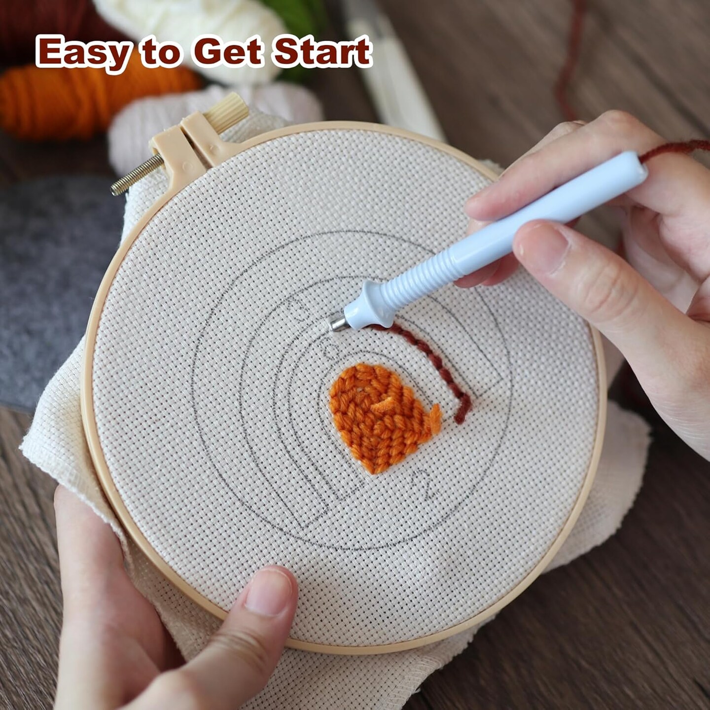 Punch Needle Coasters Kit, Punch Needle Embroidery Kit for Beginners and Adults Including Patterns, Tools, Yarns, Hoop, Instruction, Coaster Holder Coaster Art Craft Supplies (Plants)