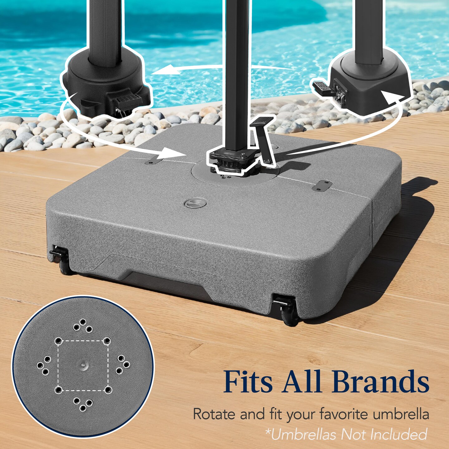 Best Choice Products Heavy-Duty Outdoor Cantilever Base Stand w/ Wheels, Locks, Fillable 330lb Capacity