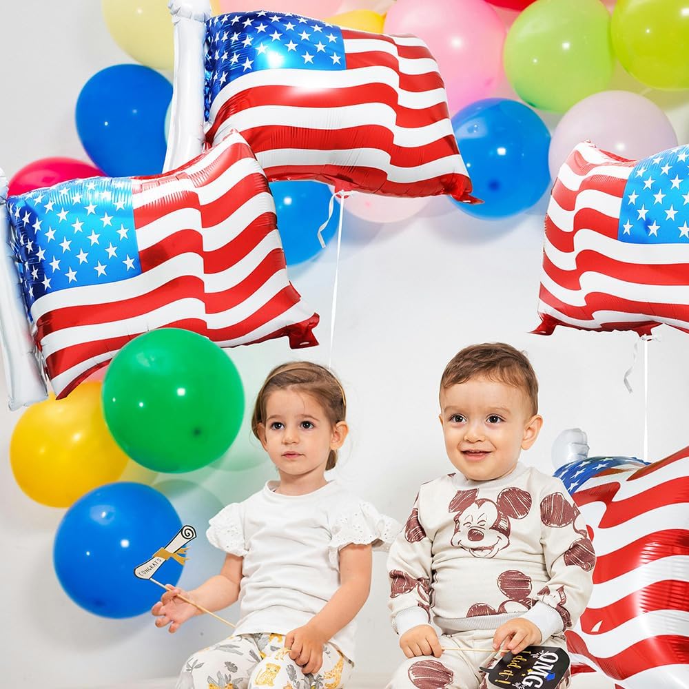 8 Pack American Flag Patriotic Party Foil Balloons, Aluminum Helium 4th Of July Balloon For Independence Day, Labor Day, Memorial Day, US Election Holiday Event Celebration Decorations