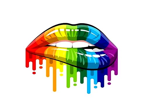 Rainbow Lips with drip Edible Cake Topper 8&#x22; Round