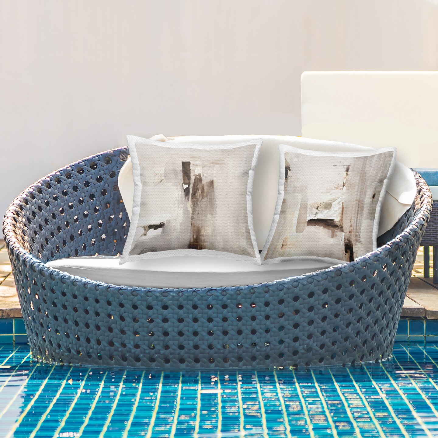 Neutral Abstract Expressions 2 PC Outdoor Printed Pillow Set Design by Igor Levashov, 18 x 7 x 18