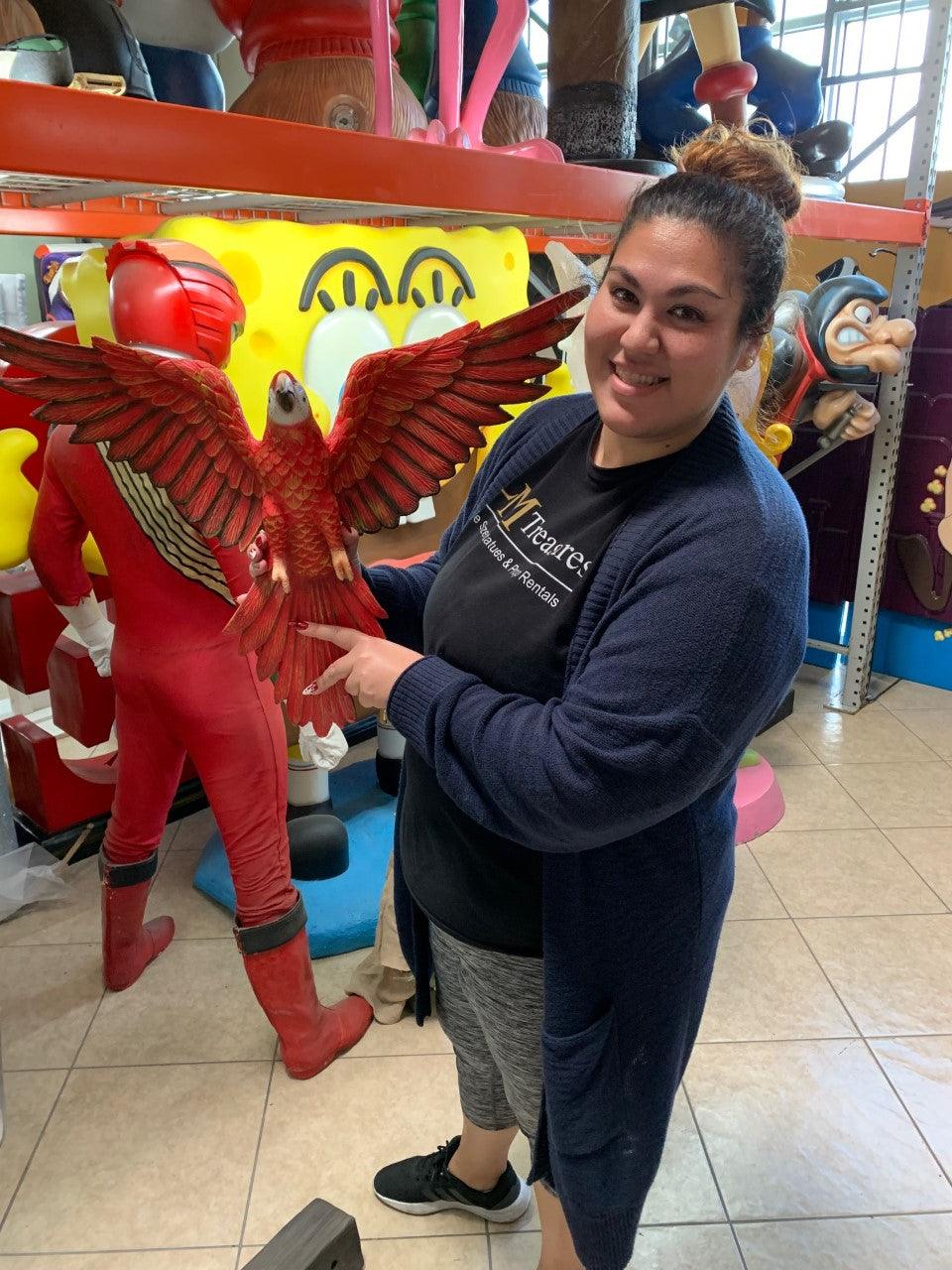 Red Flying Macaw Parrot Life Size Statue