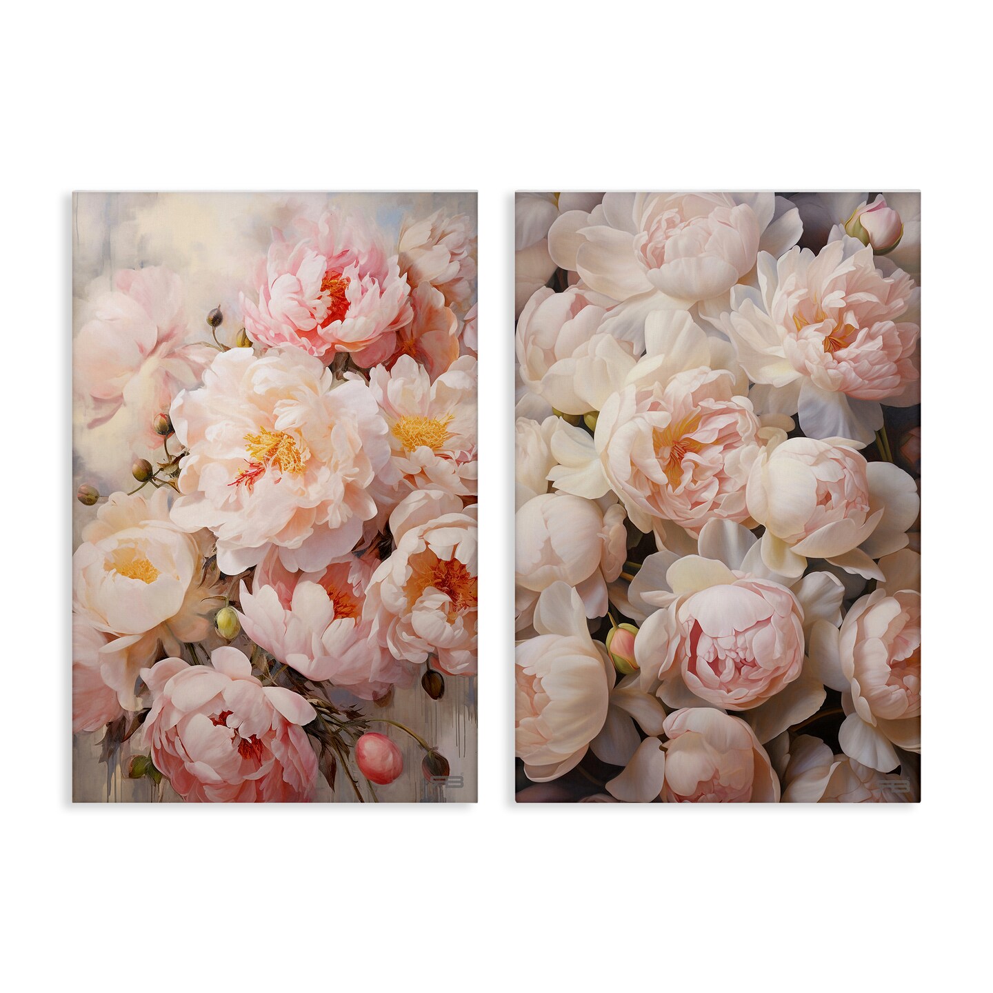 Stupell Industries Soft Pink Cabbage Roses 2 pc Canvas Wall Art Set ...