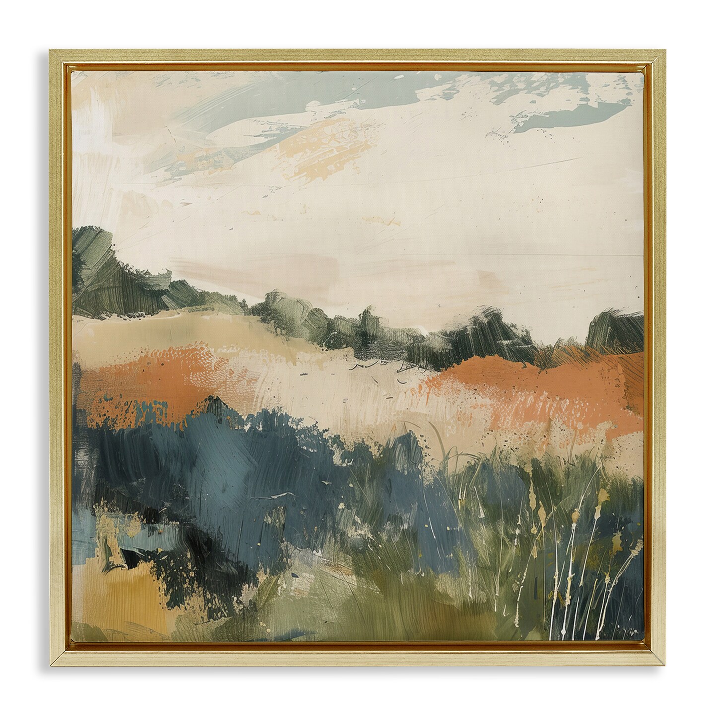 Stupell Industries Abstract Neutral Landscape Framed Floater Canvas Wall Art Design by Irena Orlov