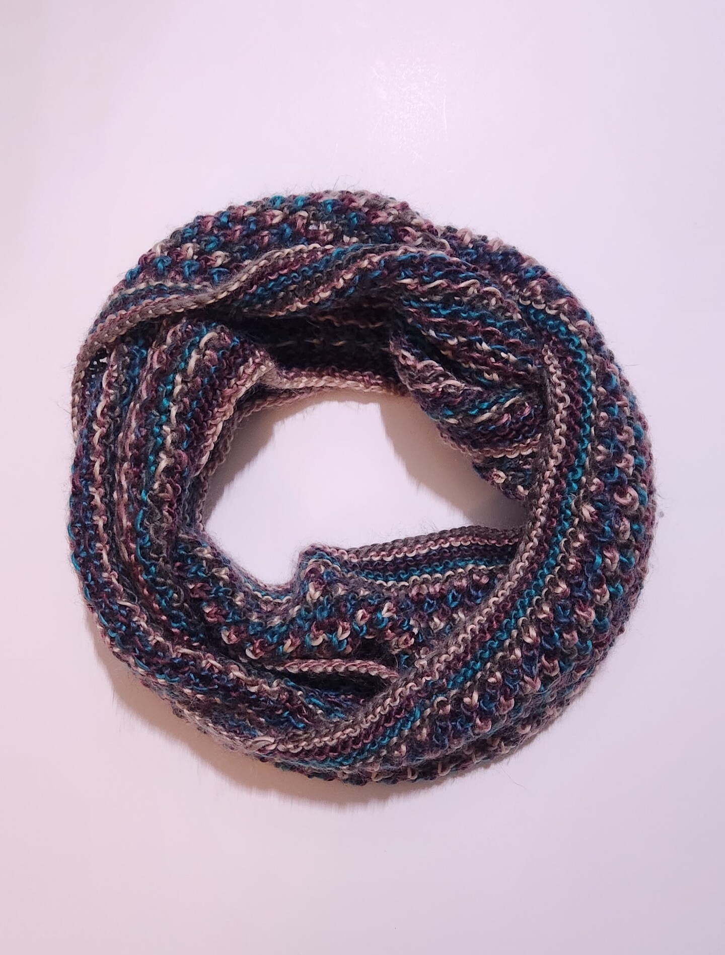 Knit Infinity Scarf, purple teal tan striped scarves, super soft winter  neckwear MakerPlace by Michaels