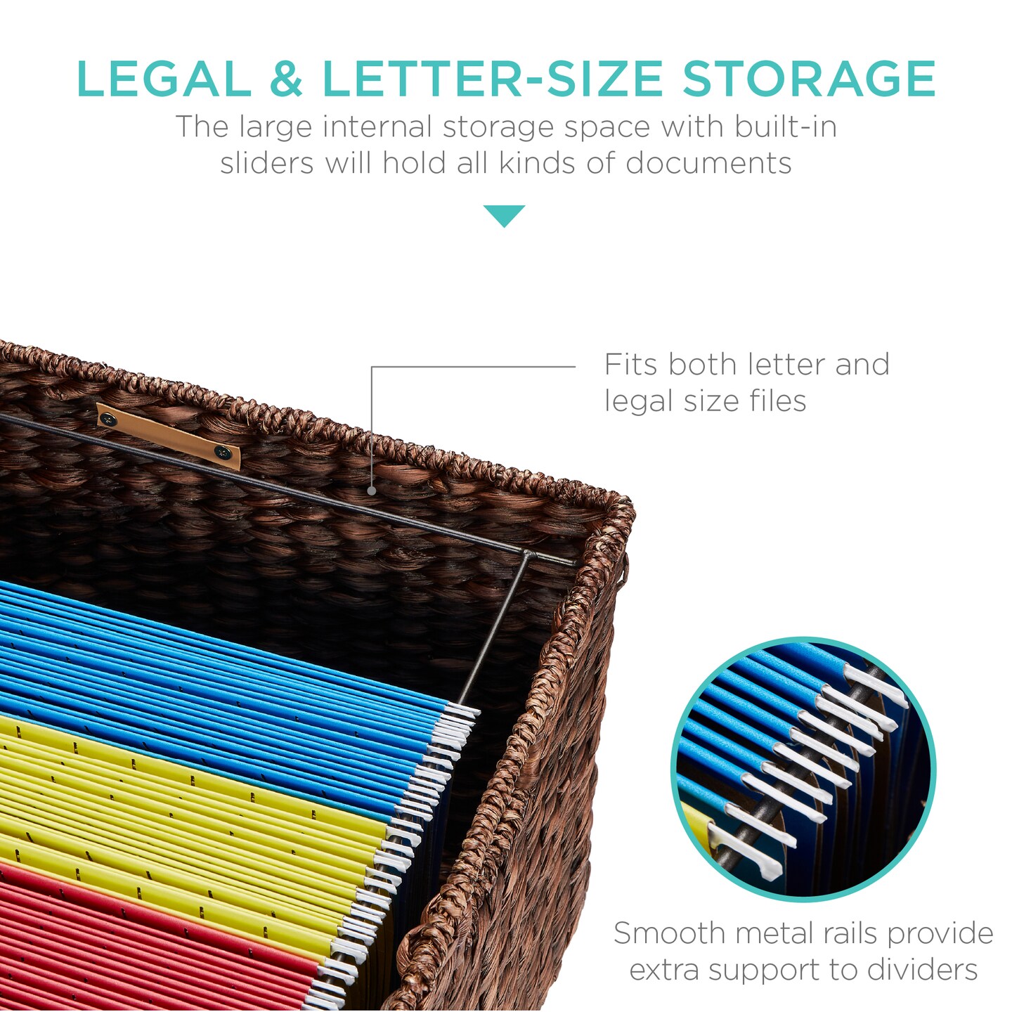 Best Choice Products Hyacinth Rolling Filing Cabinet Mobile Organizer Storage Basket w/ Lid, Locking Wheels
