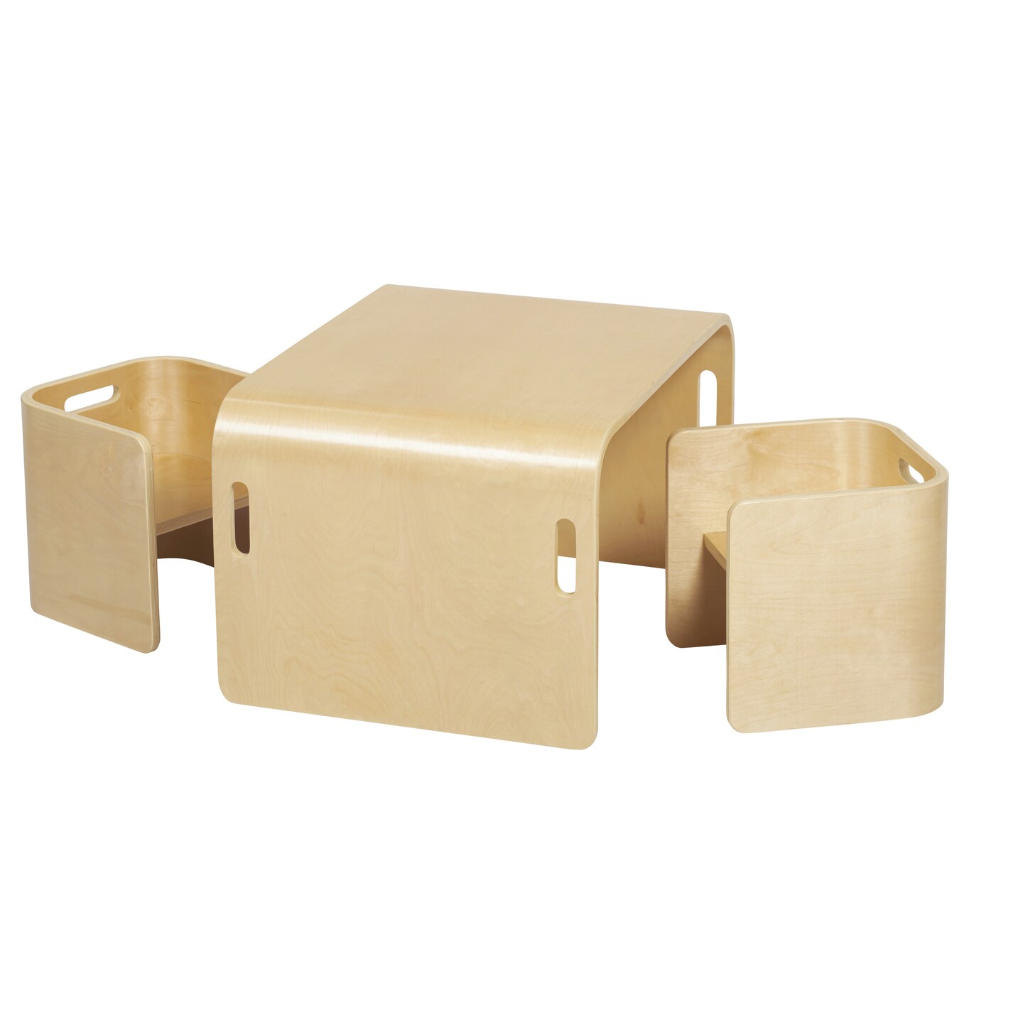 Bentwood Multipurpose Kids Wooden Table and Chair Set, 3-Piece