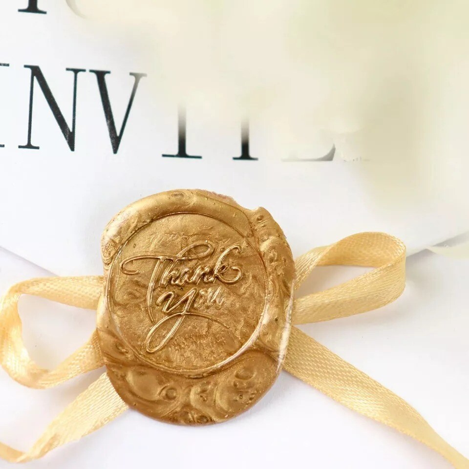 Gold Silver With Love and Thank You Envelope Wax SEAL STAMP Party Events Set