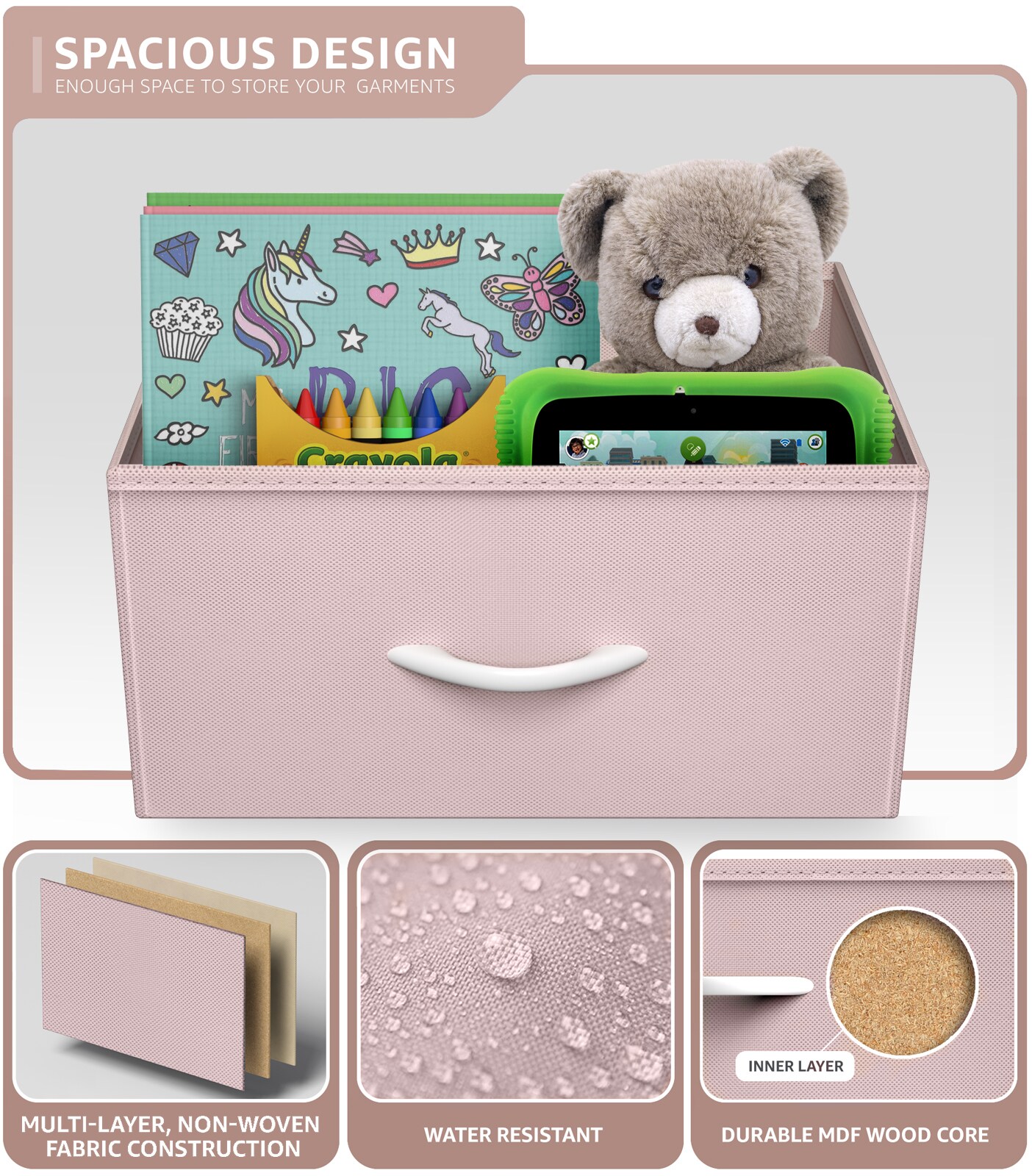 Sorbus Nightstand with 2 Drawers - Steel Frame, Wood Top & Easy Pull Fabric Bins - Great for Home, Bedroom, Office & College Dorm (2 Pack)