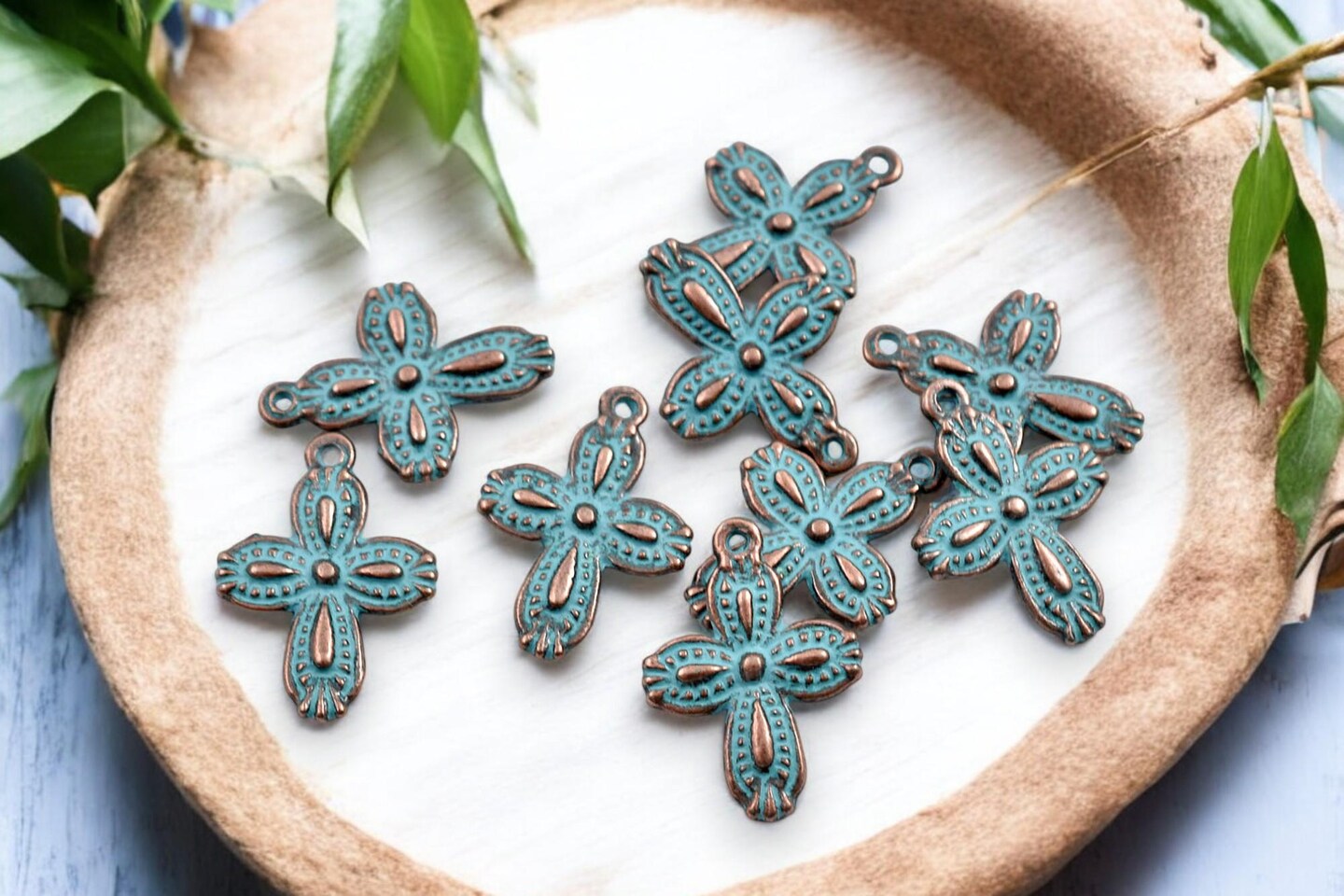 *50* 18x13mm Copper Patina Cross Charms