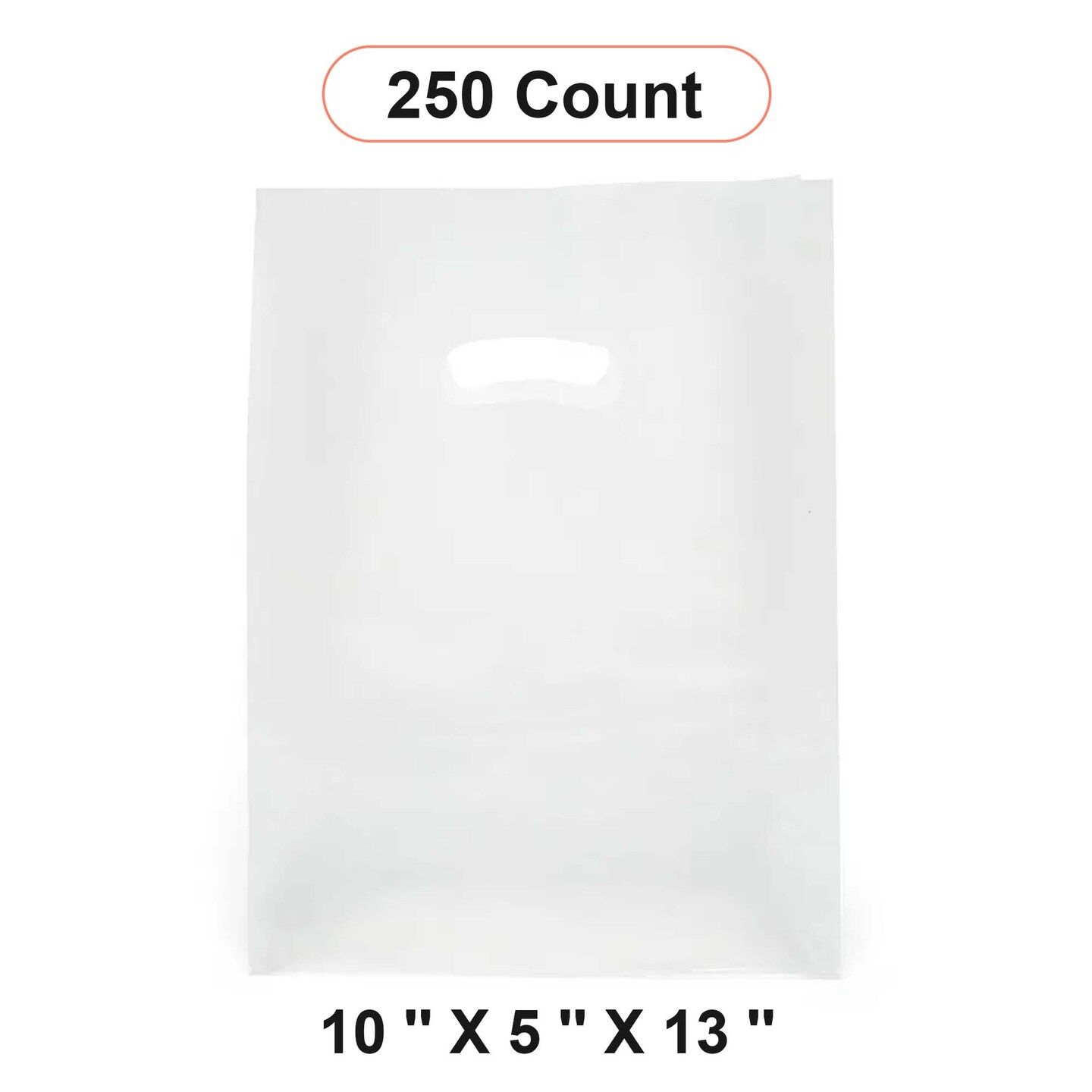 Frosted Die Cut Handle Plastic SOS Bags 10&#x27;&#x27; x 5&#x27;&#x27; x 13&#x27;&#x27;