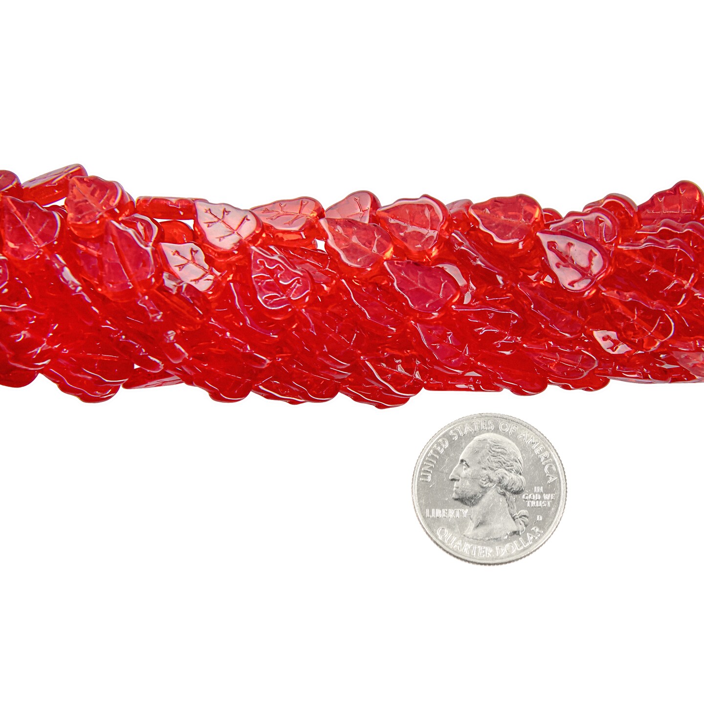 12x10mm Siam Red Leaf Beads, 23-25 beads GB-LB12