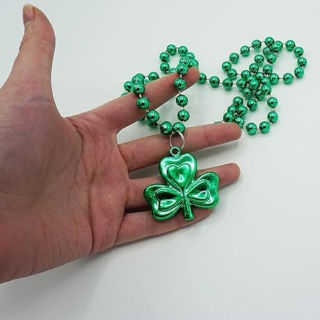 24 Pcs St Patricks Day Beads Necklace Bulk Green Shamrock Beads for Irish Party Favors &#x26; Supplies, Costume Accessories by 4E&#x27;s Novelty