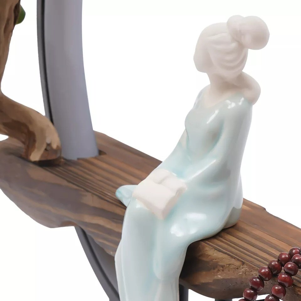 LED Cone Incense Burner Holder Smoke Fountain Waterfall Home Decor Backflow Gift