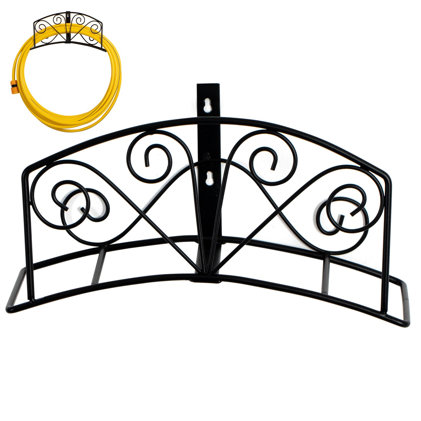 Gardenised Metal Wall-Mount Hose Holder Heavy-Duty Outdoor Hanger and Water Hose Organizer with Sturdy Reel Hooks &#x26; Screws for Yard Lawn Garden Patio Landscaping and Home Use, Bronze