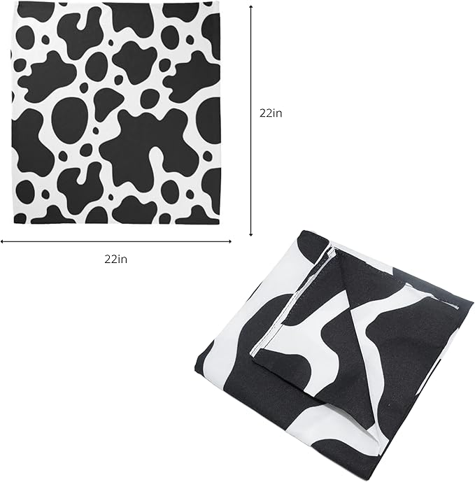 4E&#x2019;s Novelty Cow Print Cowboy Hat with Bandana for Men &#x26; Women - Velvet Feel Black and White Cowgirl Hat for Cow Themed Party Decorations &#x26; Cosplay