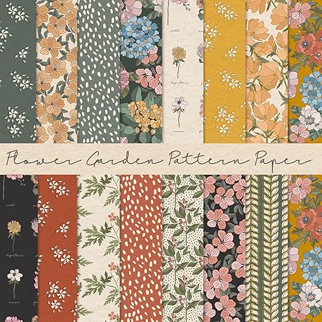 30Pcs Flower Garden Pattern Paper Vintage Botanic Scrapbook Specialty Paper Double Sided Floral Decorative Craft Paper For DIY Card Making Photo Album Journal Decor, 11.8 x 11.8 Inch