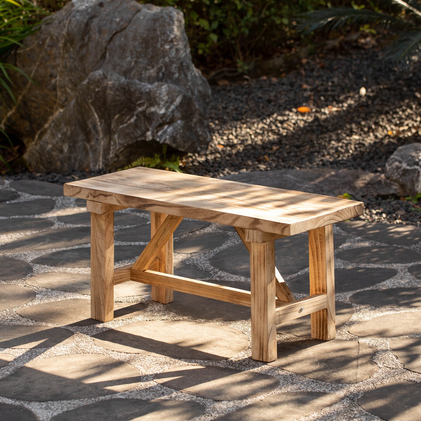 Vintiquewise Wooden Bench Farmhouse Entryway Organizer Retro Rustic Accent Seat Natural Wood Armless Design for Living Room Hallway Kitchen Dining Room Stylish & Practical Décor for Indoor Space