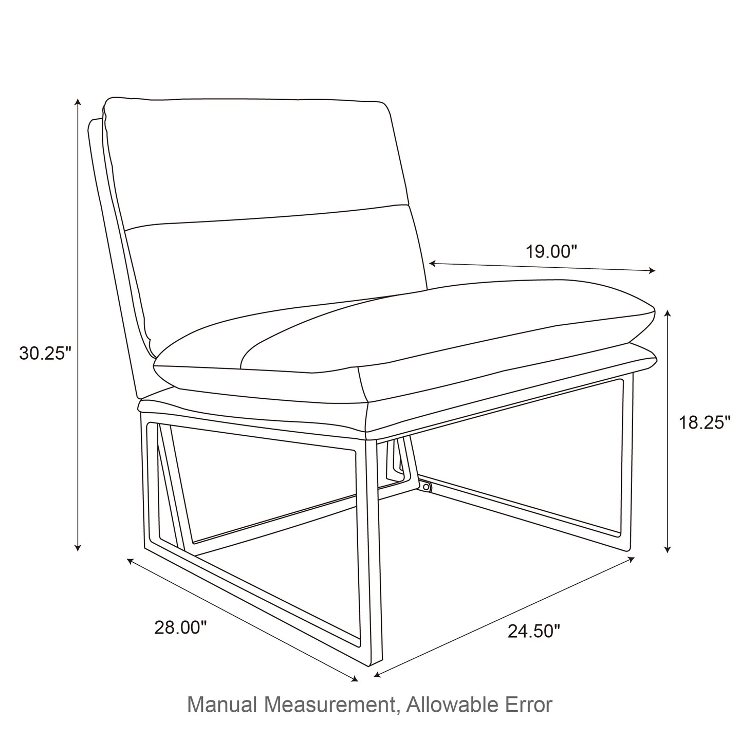 30.25&#x22;H Modern Soft PU Leather Armless Accent Chair