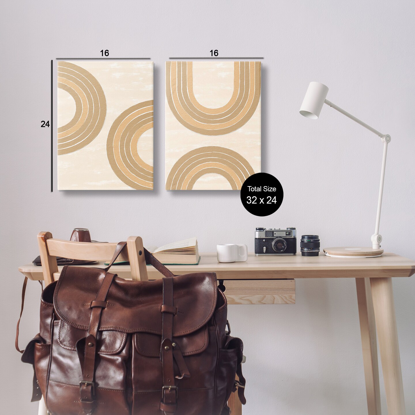 Stupell Industries Neutral Beige Rainbows 2 pc Canvas Wall Art Set Design by Martina Pavlova