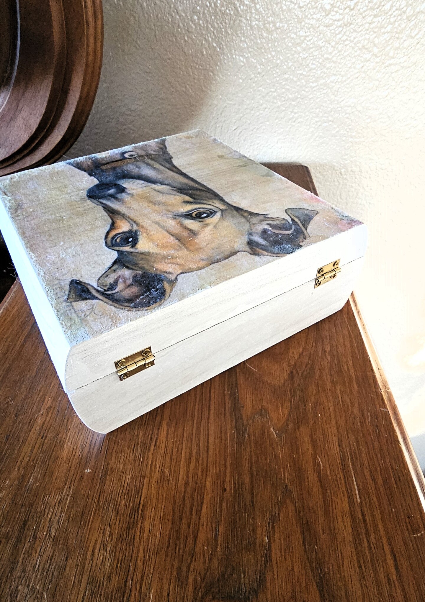 Greyhound Box Vintage Look, Stained Wood Trinket Box | MakerPlace