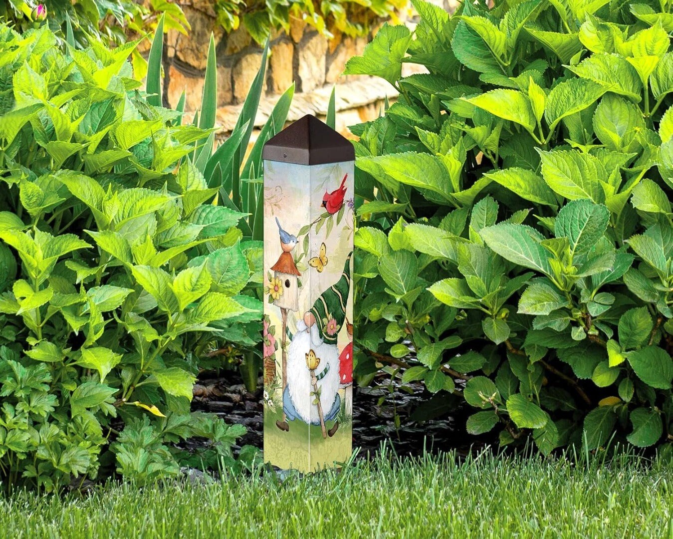 Birdhouse Gnome Art Pole 20 Inches Tall