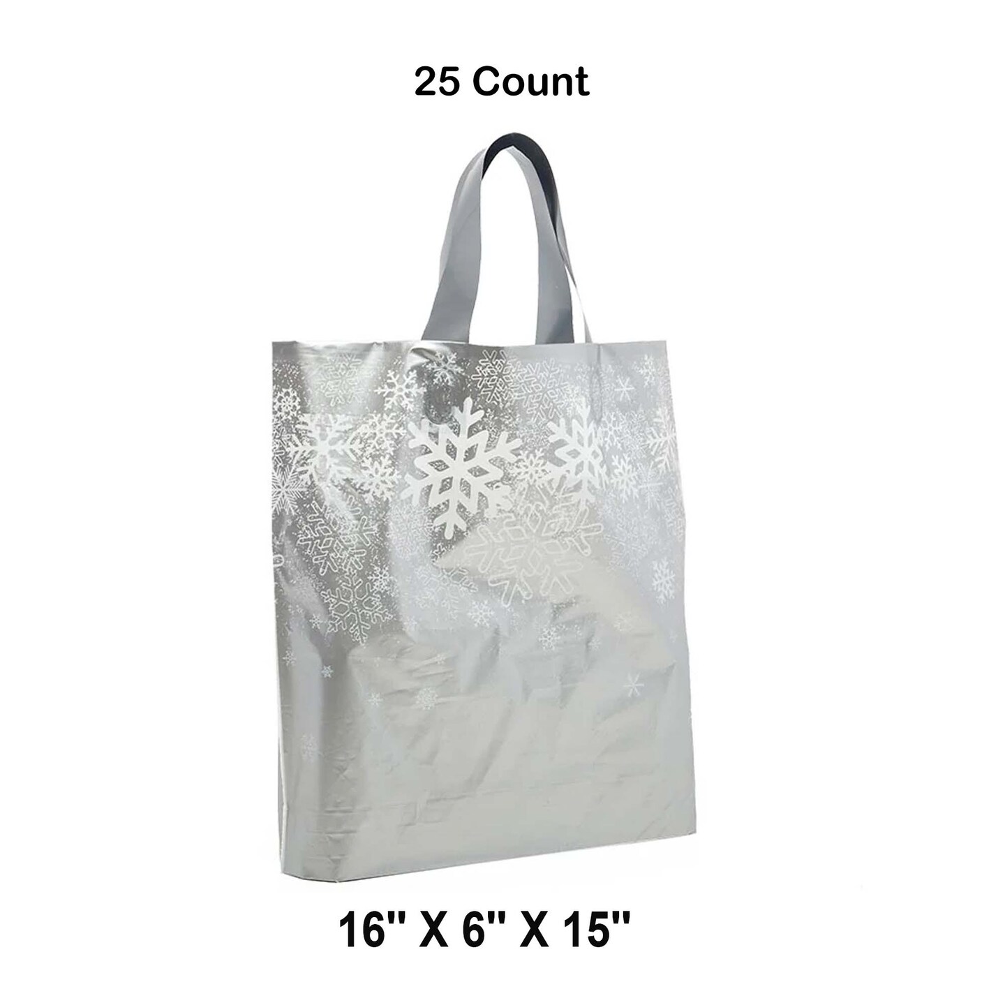 Printed Snowflake LDPE Bags 16&#x201D; x 6&#x201D; x 15&#x201D; Holiday Packaging