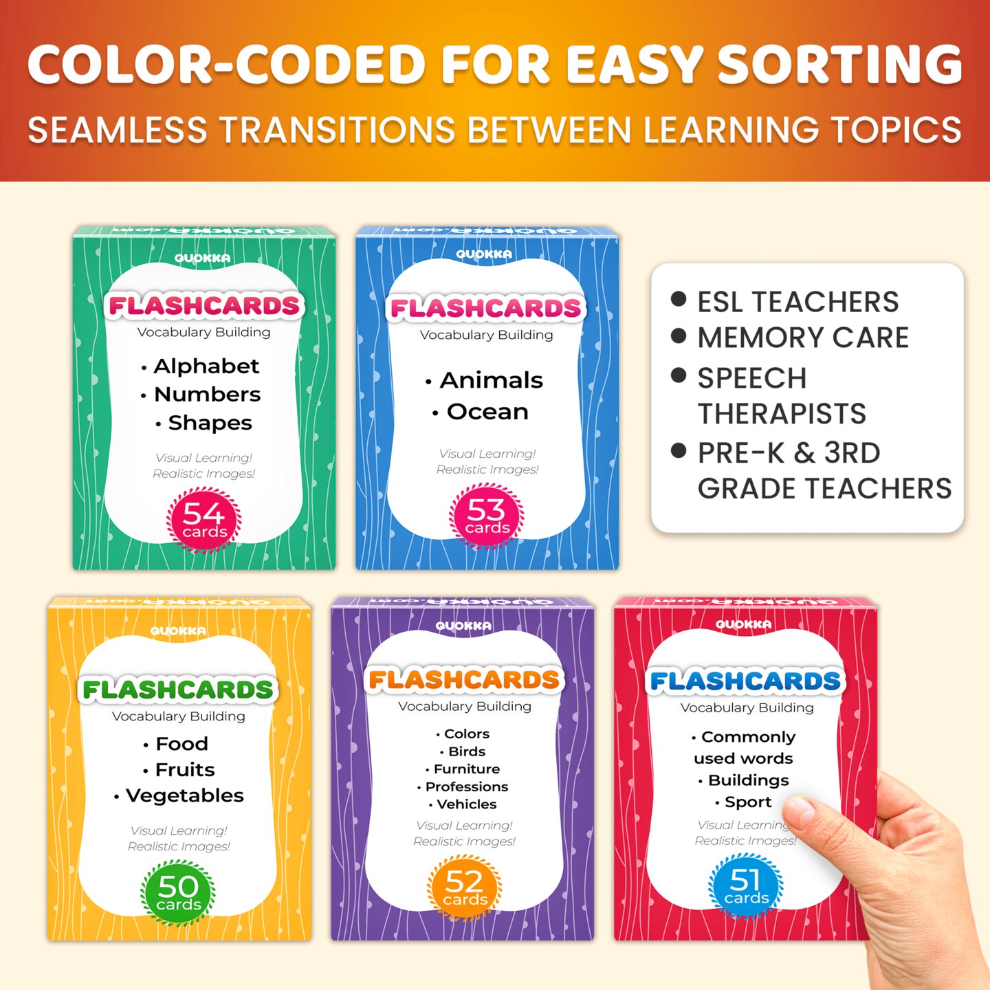 260 Flash Cards with Realistic Images for Kids