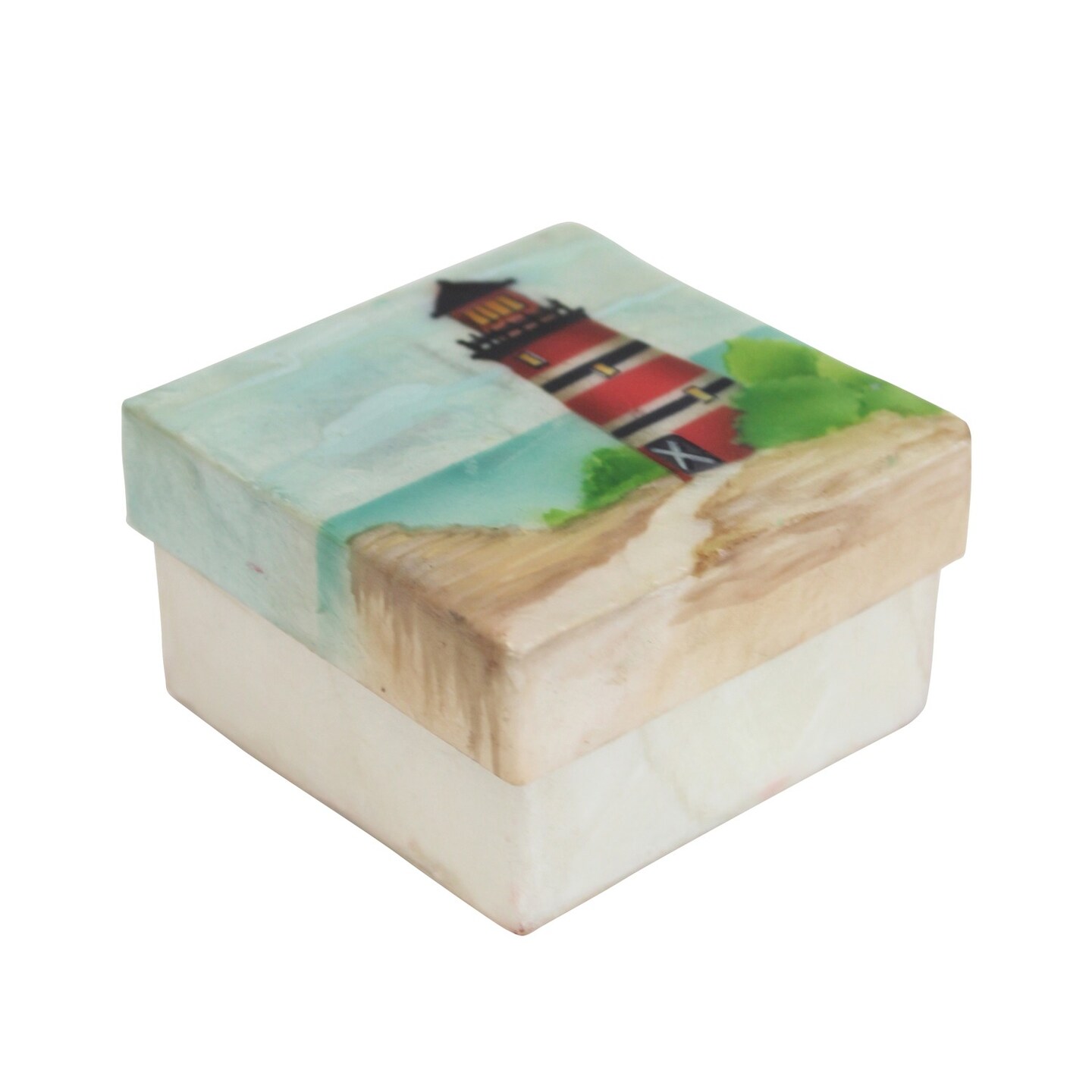 Capiz Box Lighthouse Design 3 x 1.5 x 3 Inches.