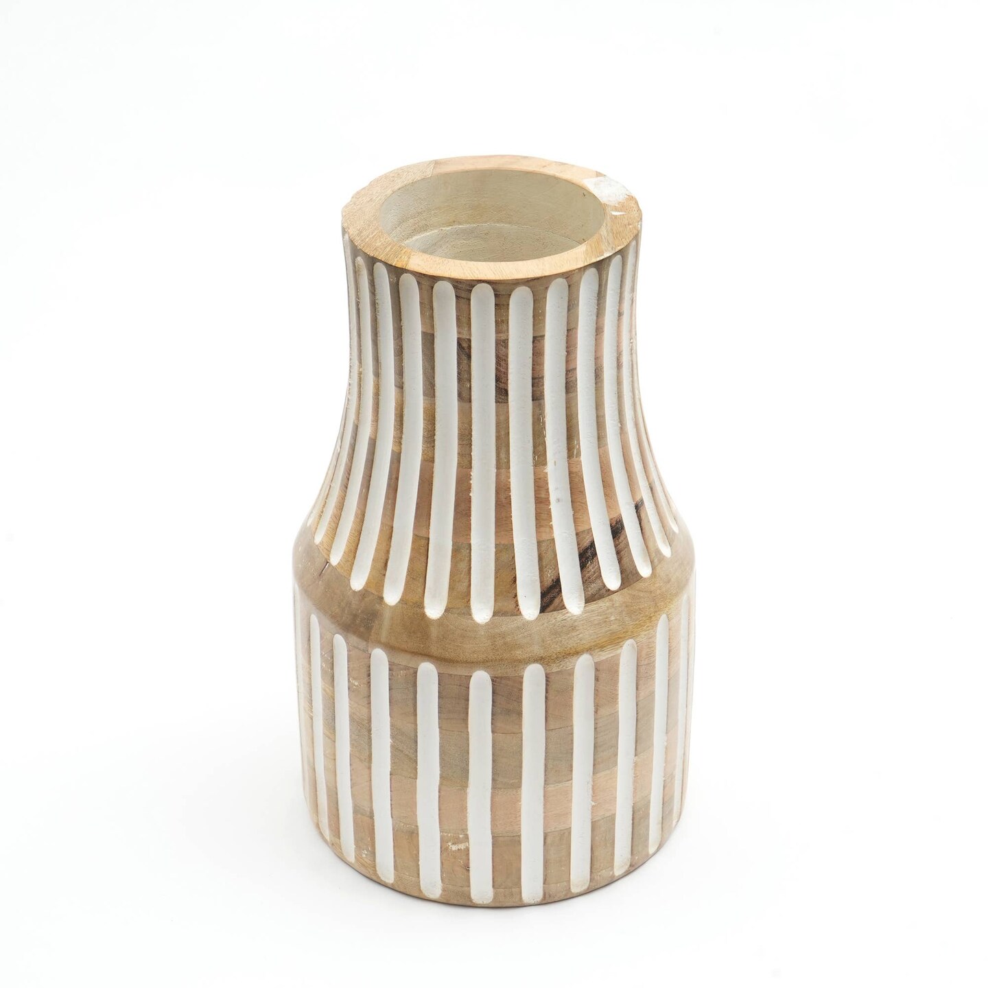 Decorative Handcrafted Mango Wood Vase - 9.25&#x22; x 9.25&#x22; X 15&#x22;