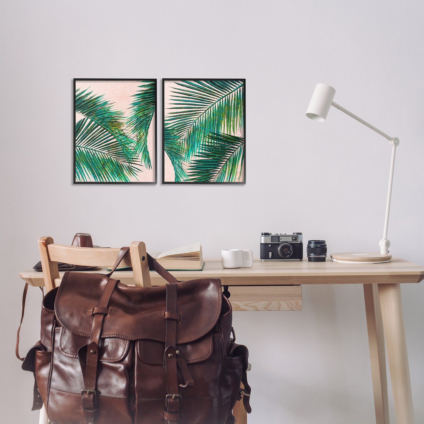 Stupell Industries Tropical Palm Fronds 2 pc Framed Giclee Wall Art Set Design by Patricia Pinto