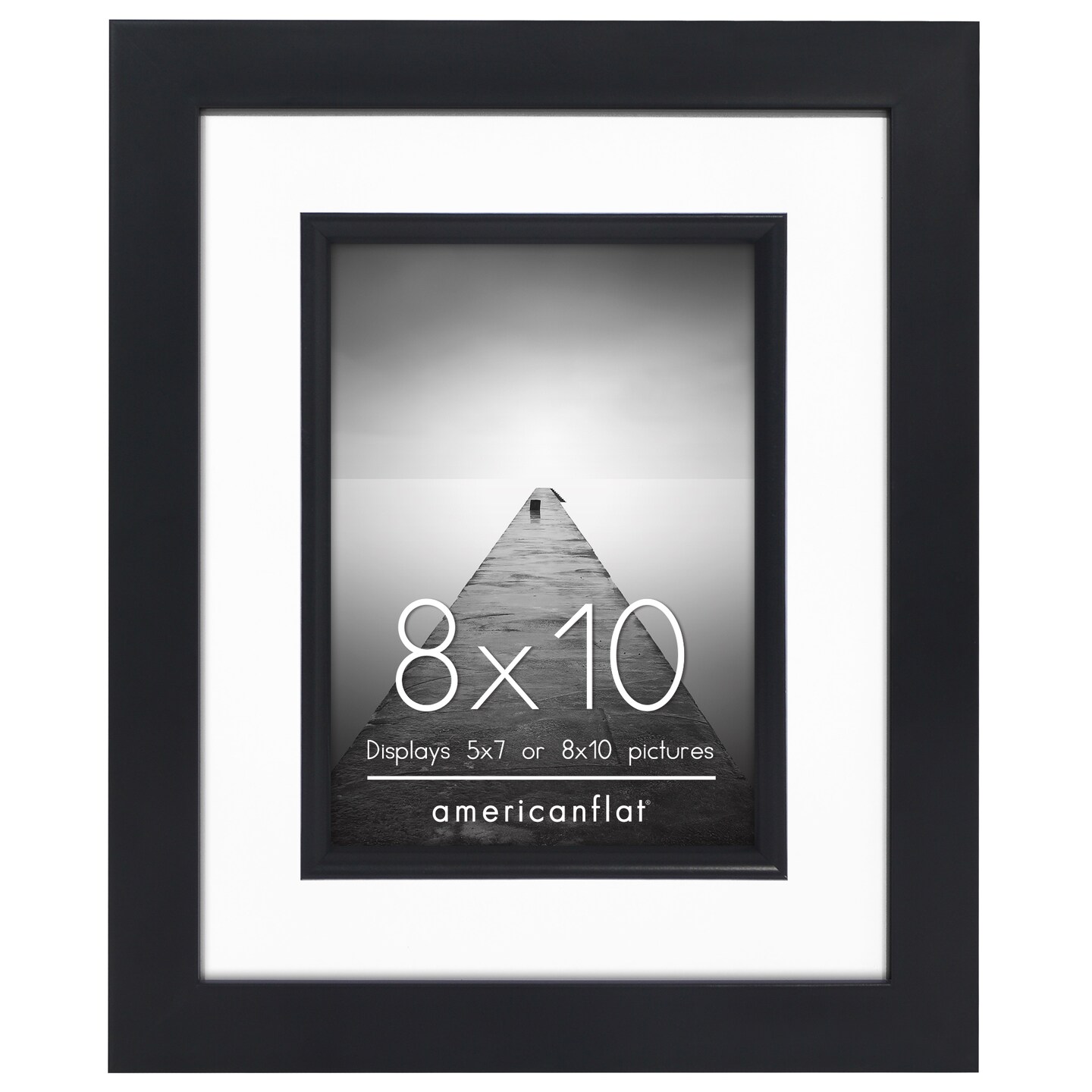 Americanflat 8x10 Picture Frame with Decorative Inner Mat Accent - Use as 5x7 photo frame with Mat or 8x10 frame without the Mat - Statement Frame with Shatter-Resistant Glass and Easel Stand
