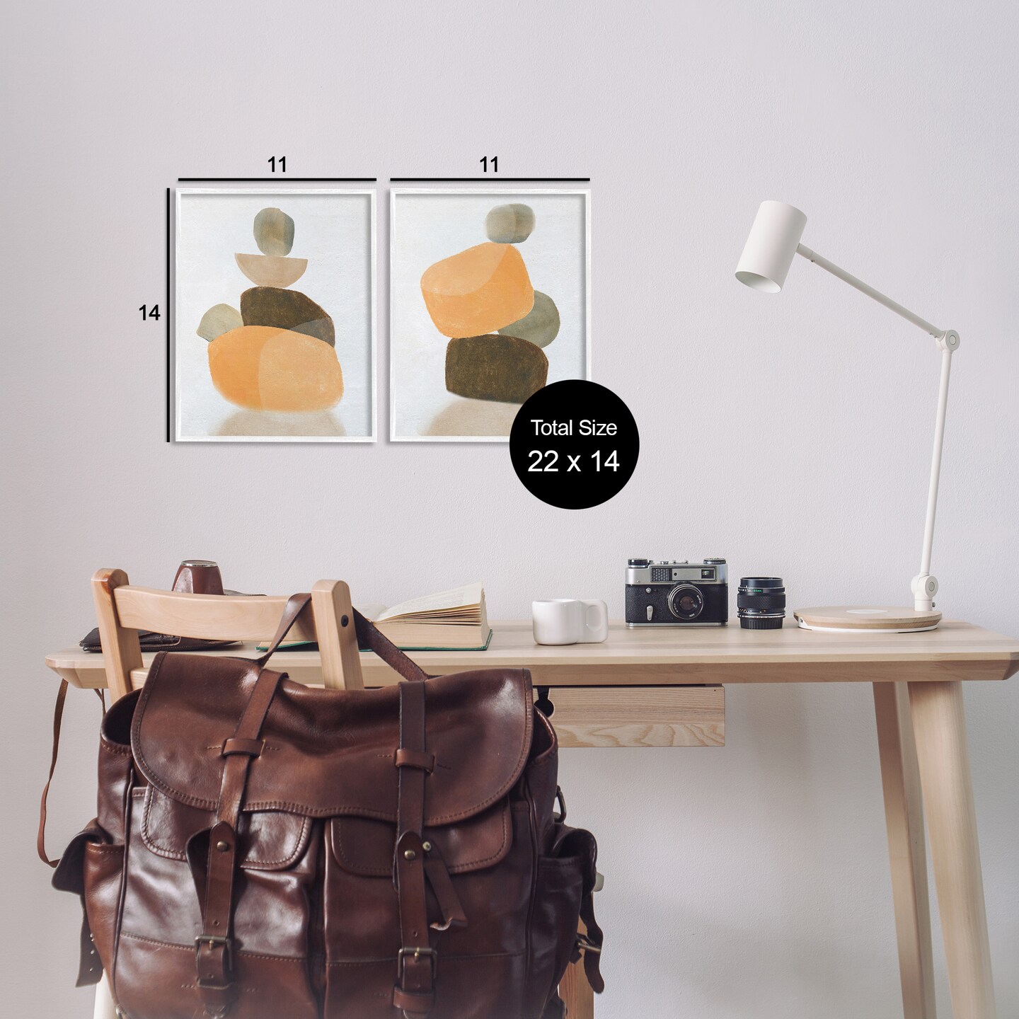 Stupell Industries Stacked Abstract Pebbles 2 pc Framed Giclee Wall Art Set Design by Carol Robinson