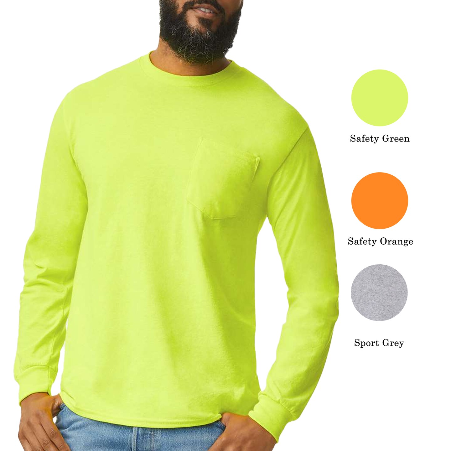 Gildan Ultra Cotton Long Sleeve Pocket T-Shirt, Durable Adult Pullover