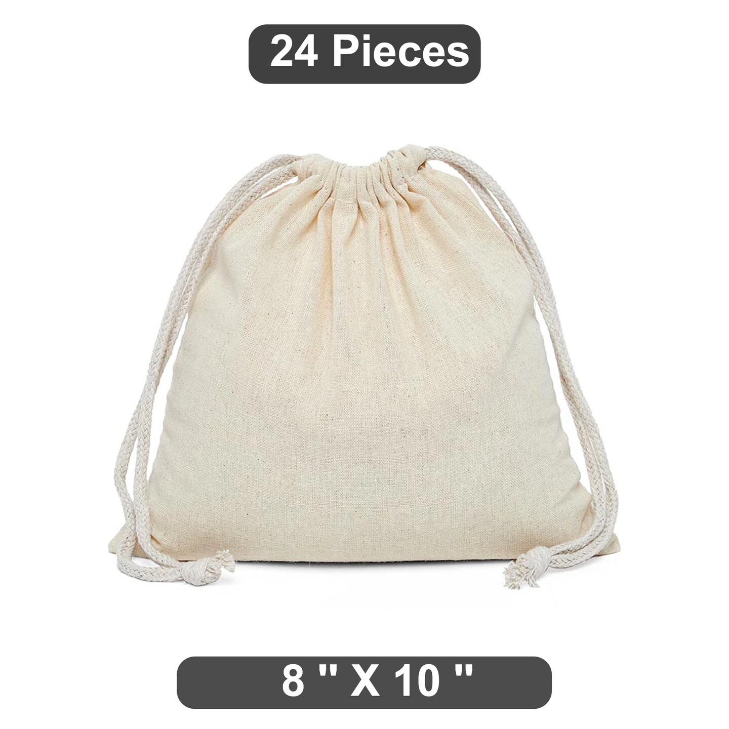 Extra 8&#x22; x 10&#x22; Plain Cotton Muslin Pouch