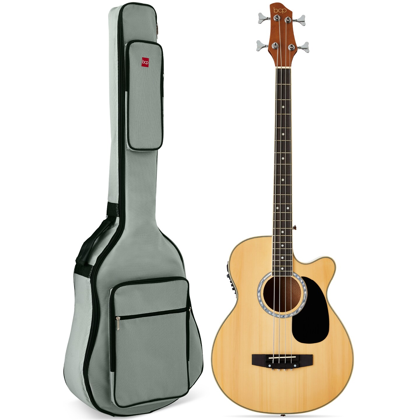 Best Choice Products 22-Fret Full Size Acoustic Electric Bass Guitar w/ 4-Band Equalizer, Truss Rod