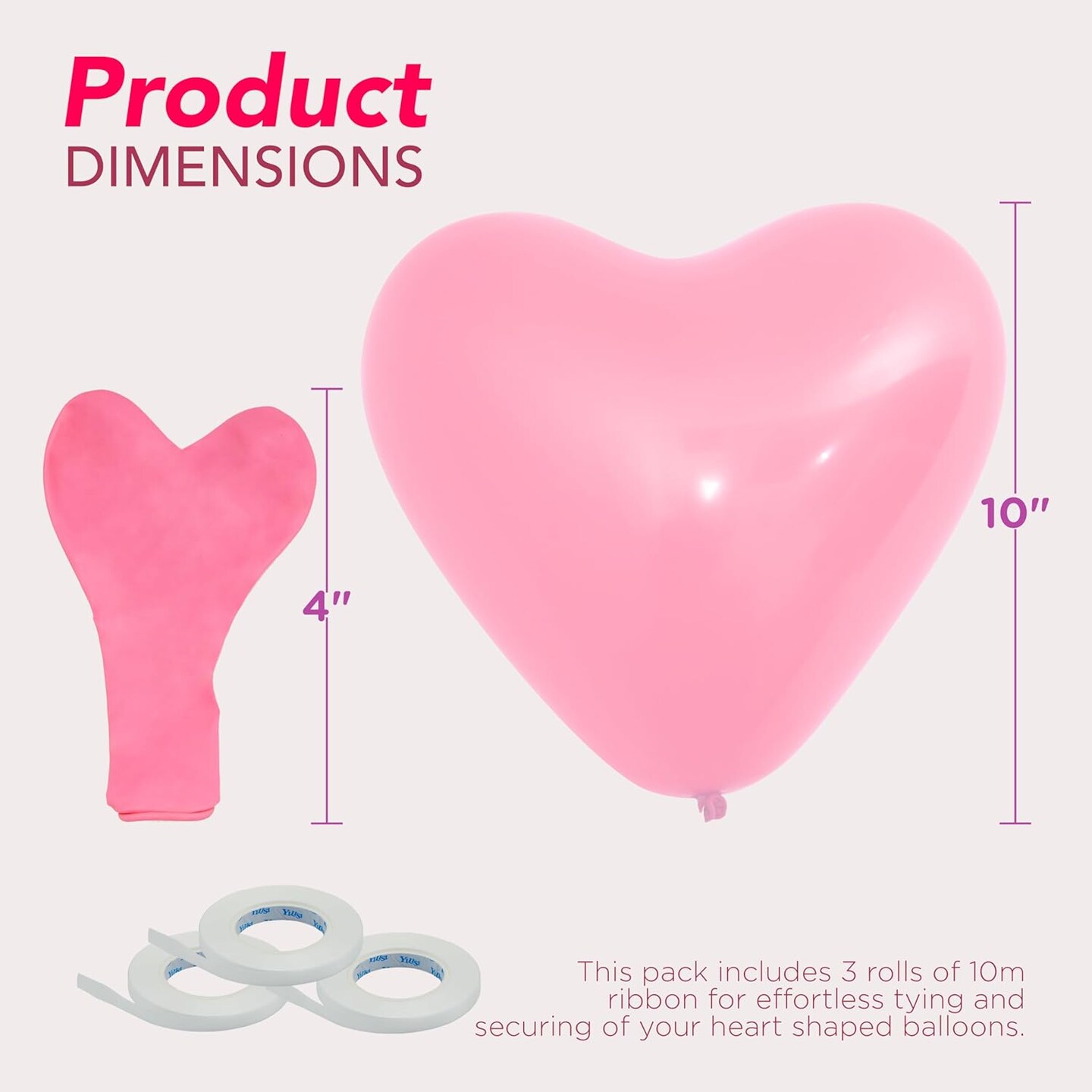 4E's Novelty 36 Pack Latex Heart Shaped Balloons 10 inch With Ribbon - Pink White Red Heart Balloons, Valentines Day Balloons, Perfect for Marriage Proposal & Valentines Day Decorations & Wedding Party