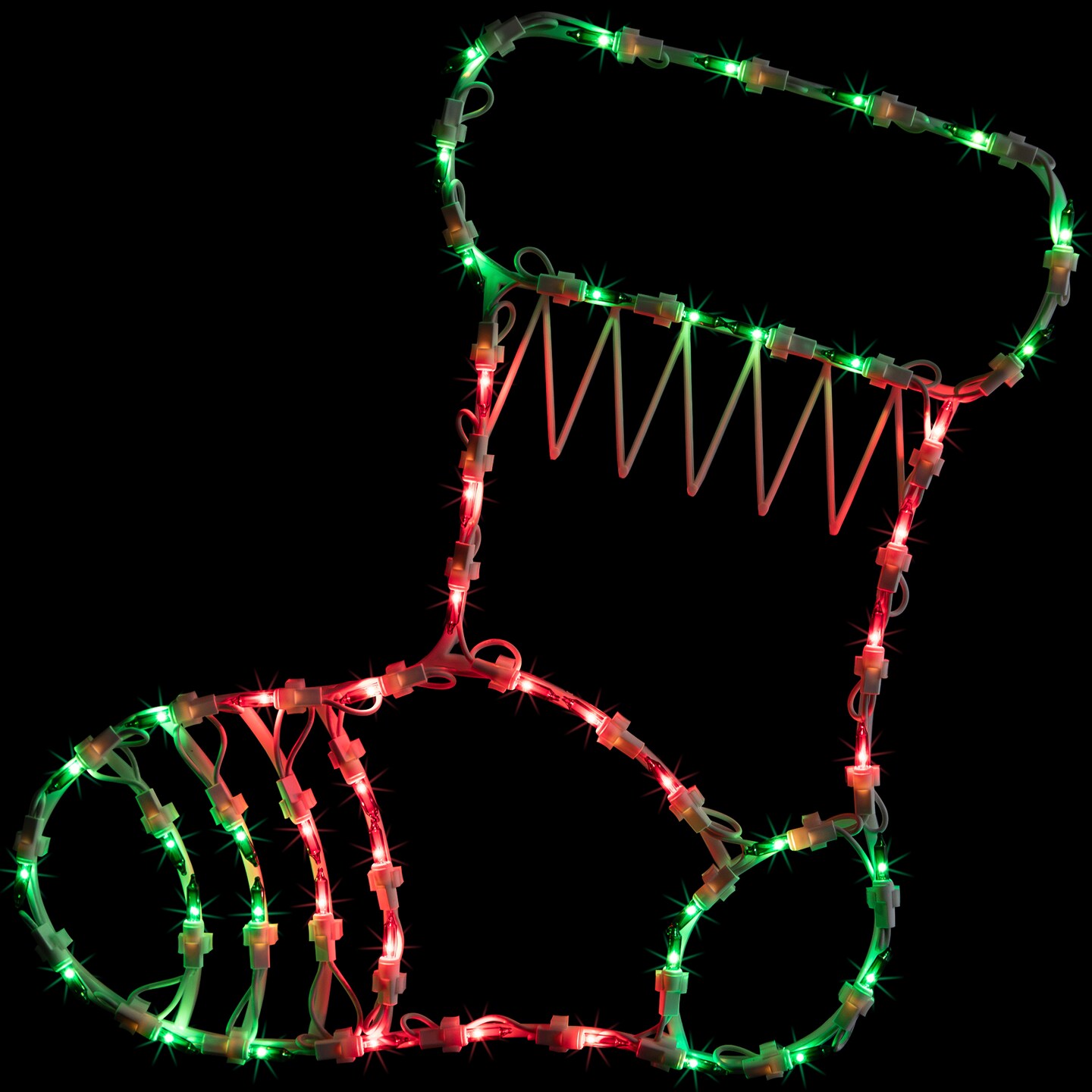 Northlight Lighted Stocking Silhouette Window Christmas Decoration - 18&#x22; - Red and Green