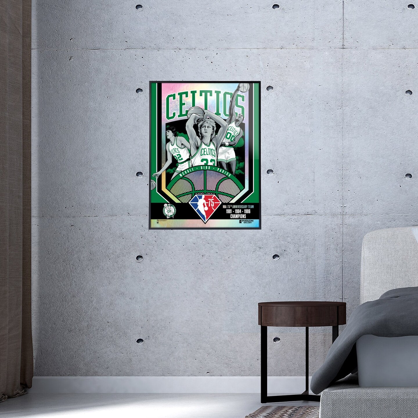 Phenom Gallery Boston Celtics 75th Anniversary 80&#x27;s NBA Champs 18&#x22; x 24&#x22; Foil Serigraph