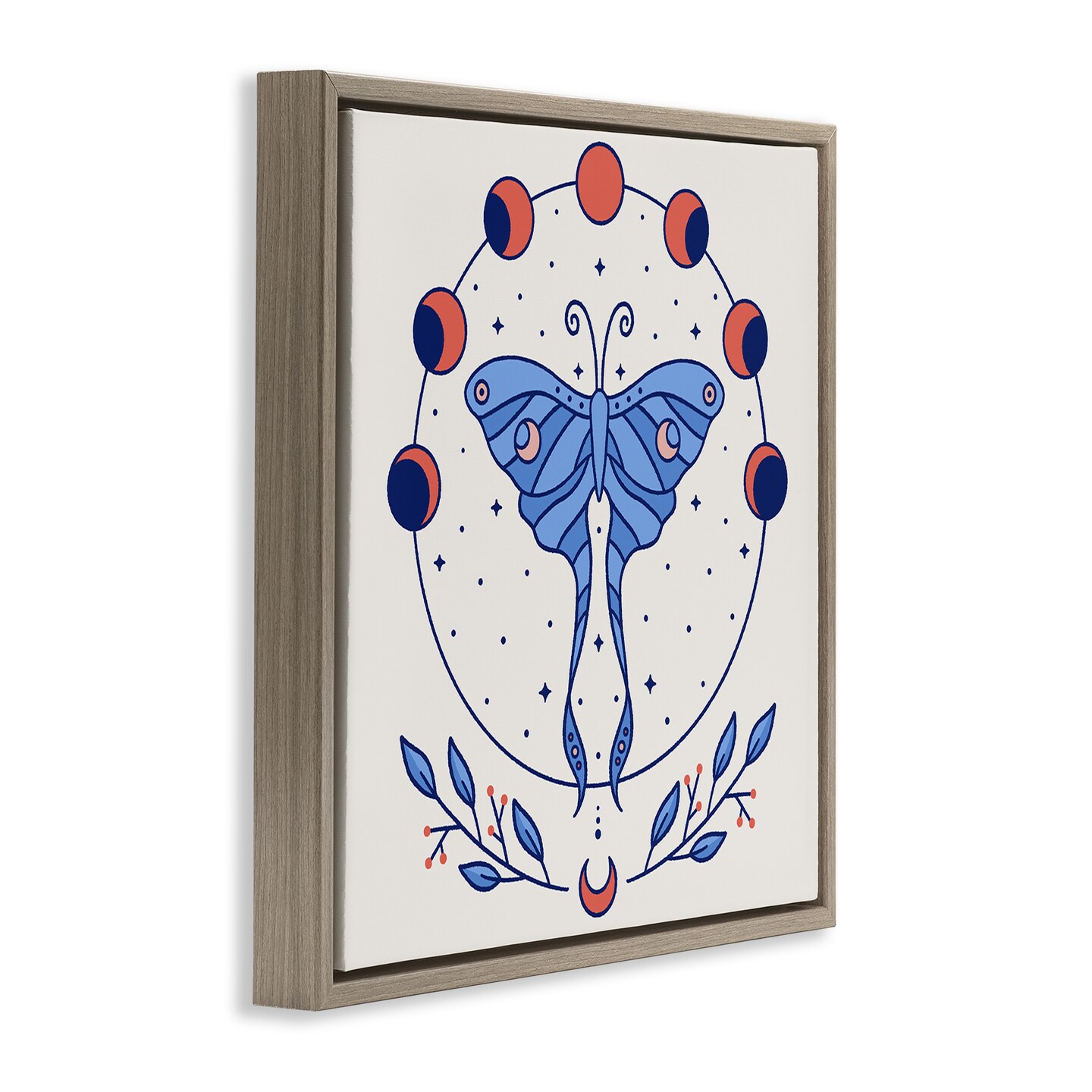 Stupell Industries Celestial Luna Moth Framed Floater Canvas Wall Art Design by Ahmed Sameh Hussein